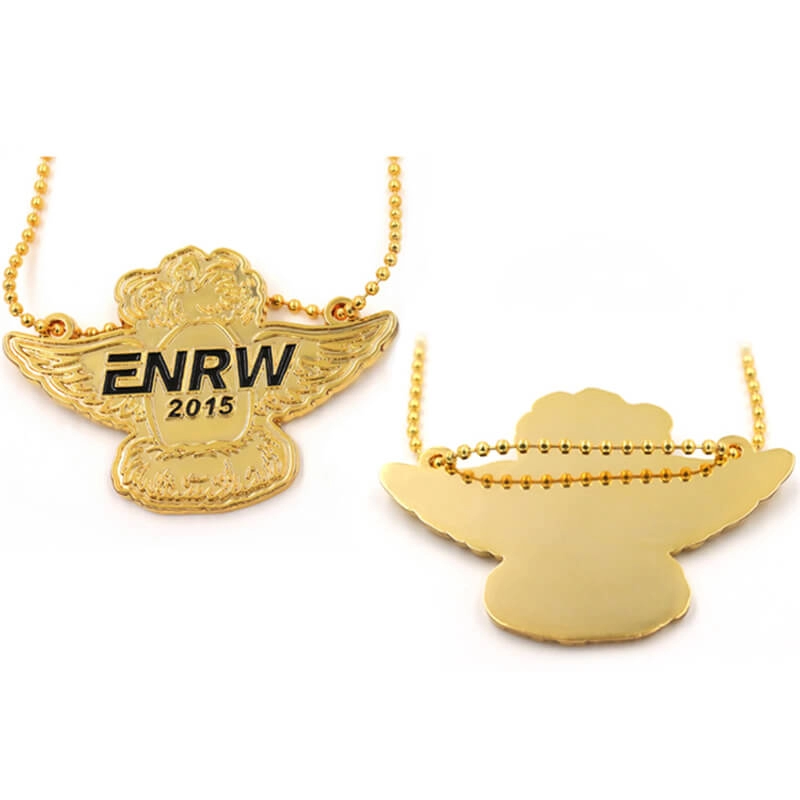 Manufacturer wholesale plating gold silver medal with bead chain