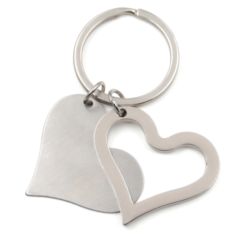Heart shaped couple blank metal keychain factory