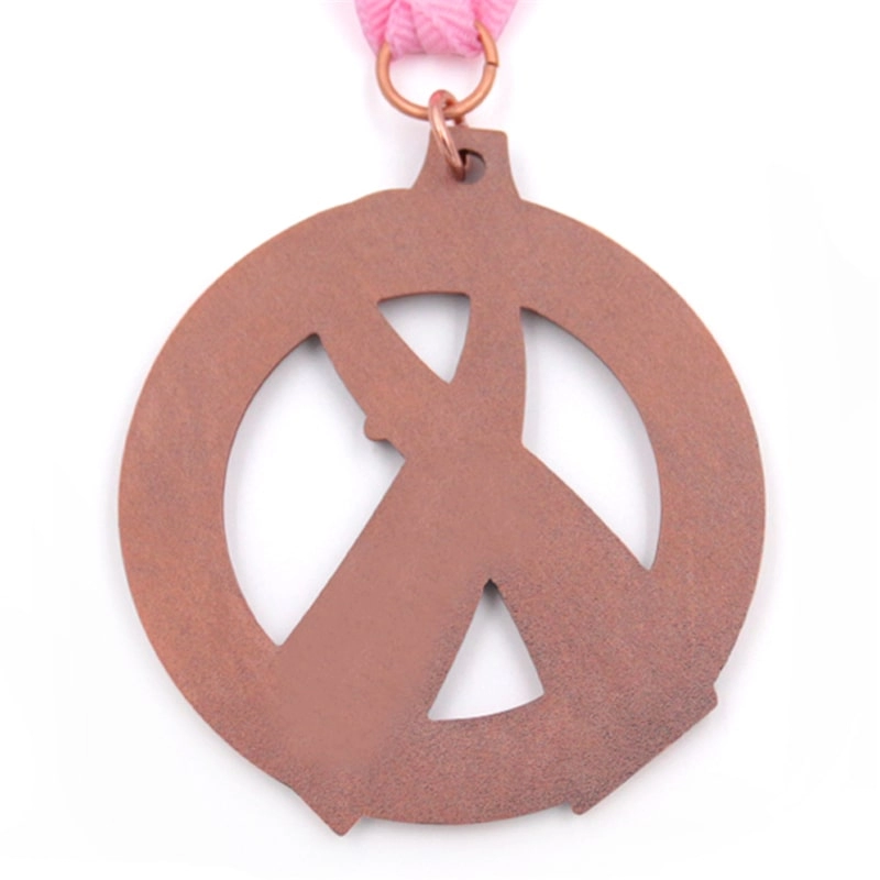 Manufacturer customized cutout pink ribbon 5k medal
