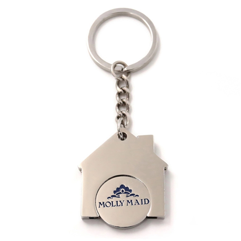 House shape metal trolley coin keychain manufacturer