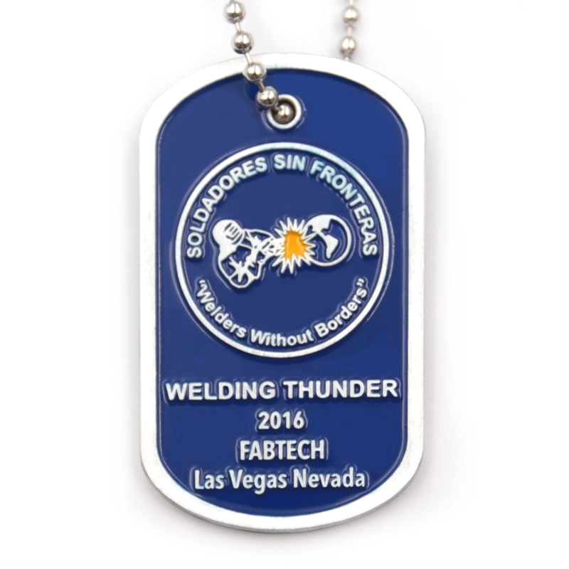 Custom logo blue enamel dog tag pendant factory