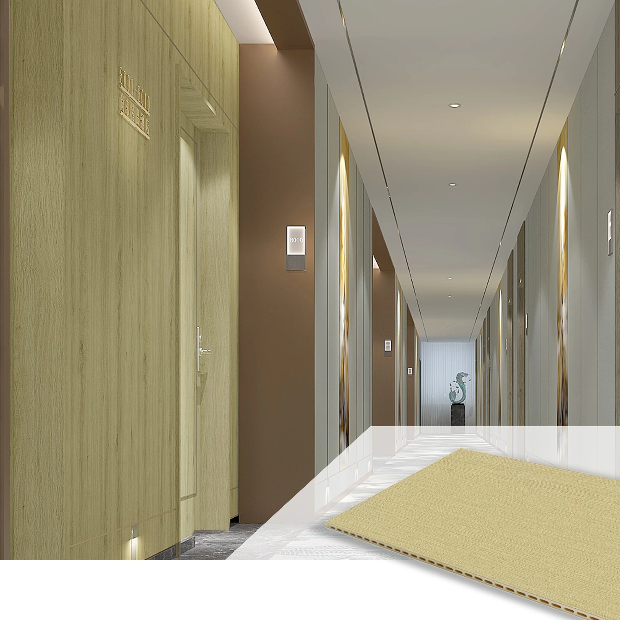Bamboo and wood fiber integrated wallboard PVC eco-wood
