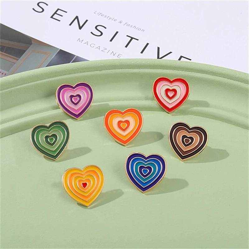 Love heart enamel pins different colors
