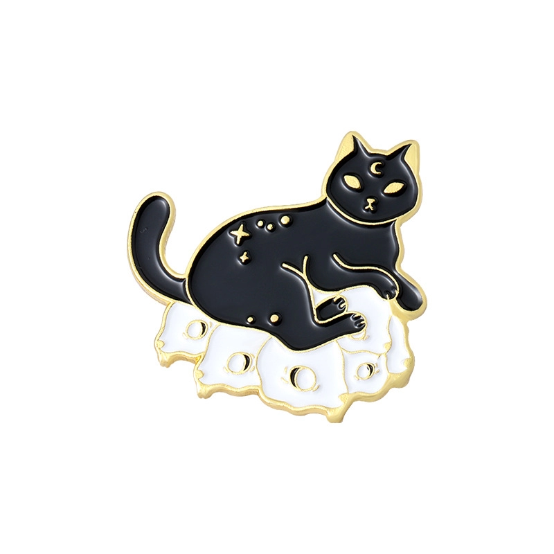 Custom black cat enamel pin factory
