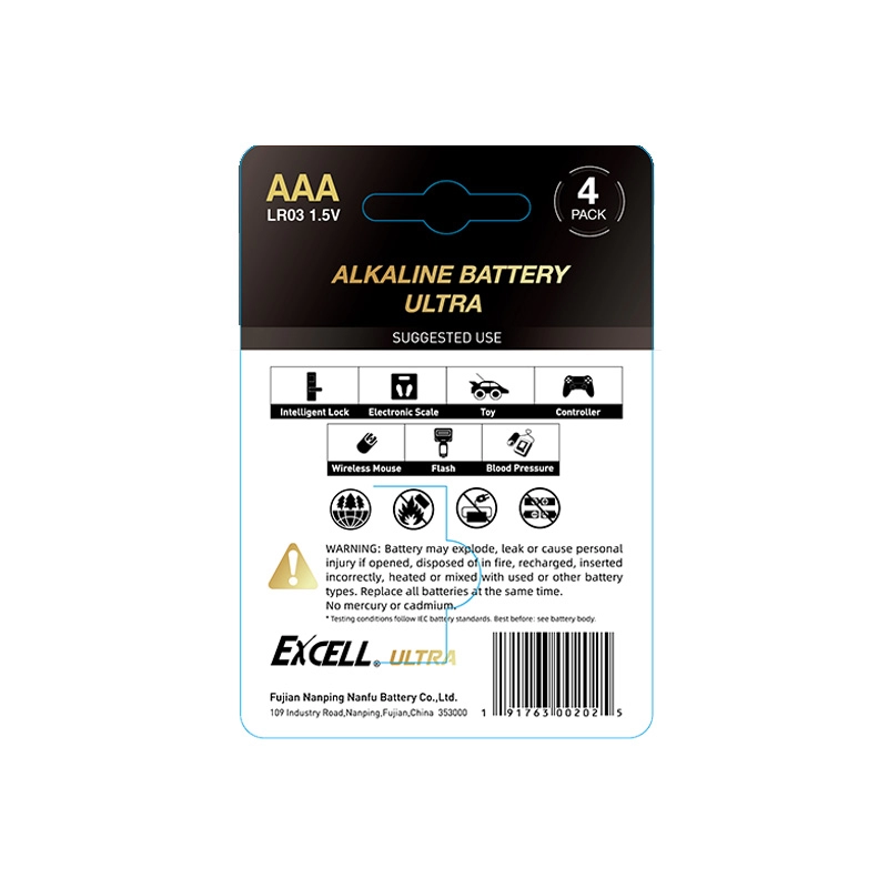 High-capacity LR03 Alkaline EXCELL-ULTRA AAA Batteries