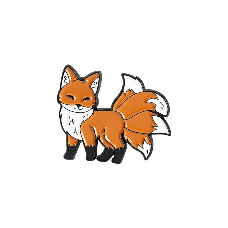 Custom cute fox enamel badge factory