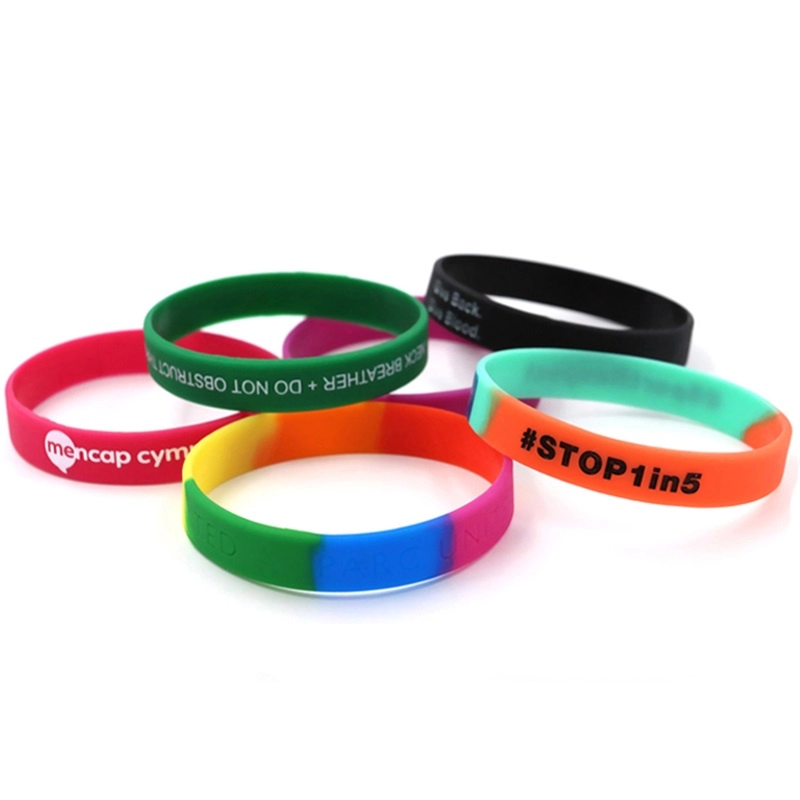 Custom rainbow rubber silicone wristband manufacturer