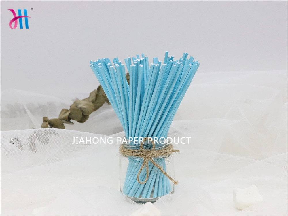 Environmentally friendly sky blue paper lollipop sticks factory