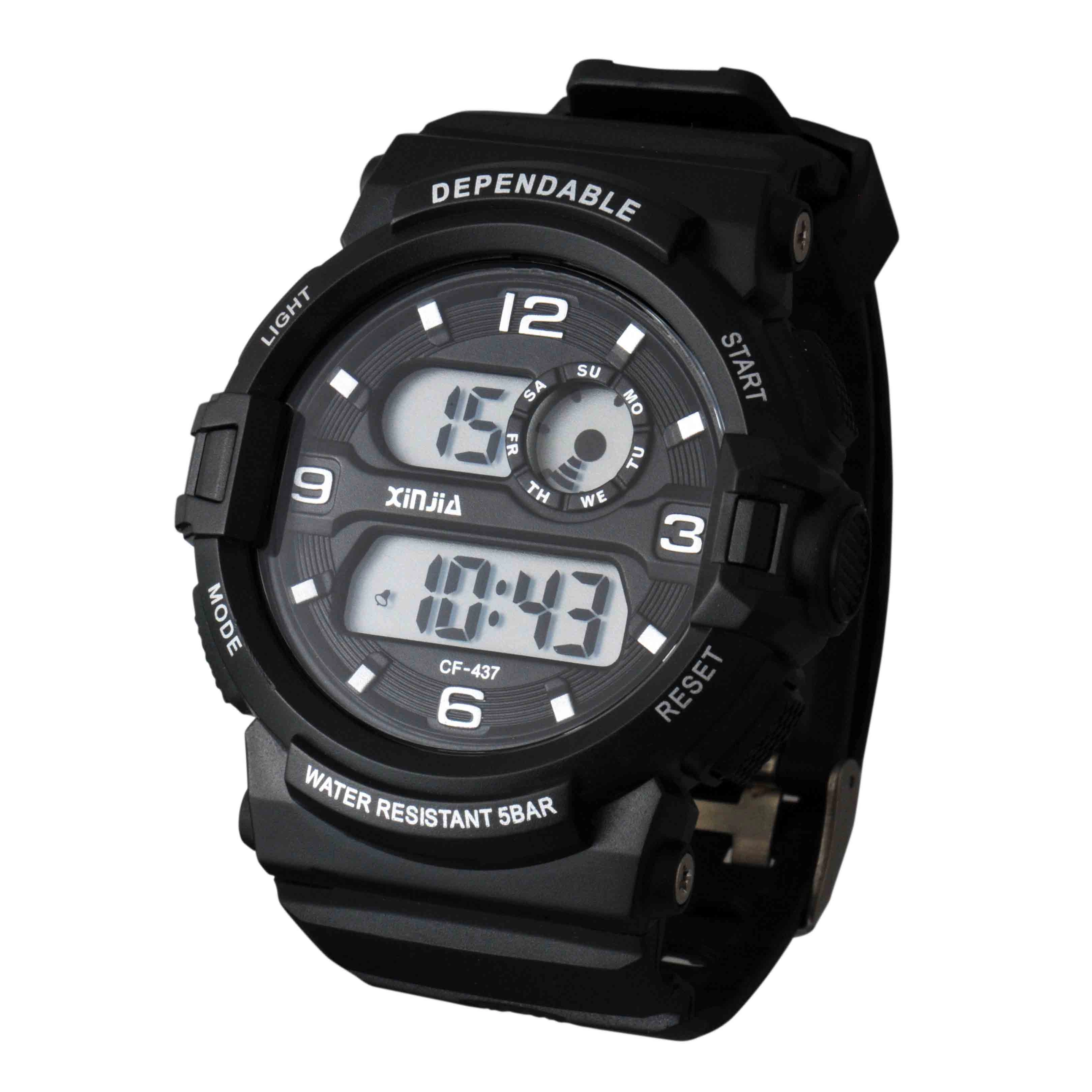 Unisex Black Waterproof Digital Wristwatch