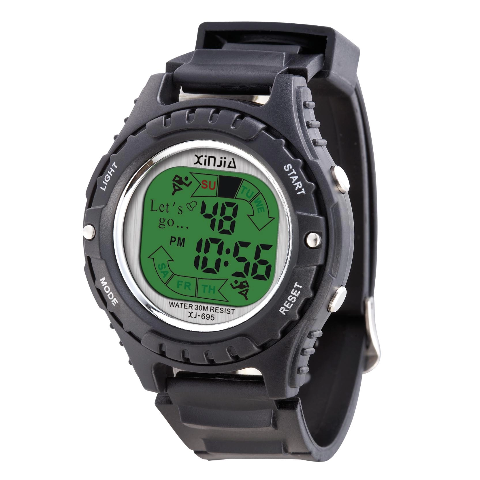Sport Spirit Green Screen Digital Water Resistant  Wrist Watch