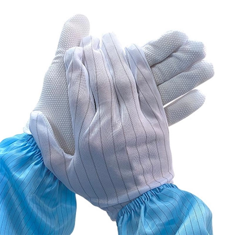 ESD Dotted Gloves With Polyester Fabric Conductive Yarn