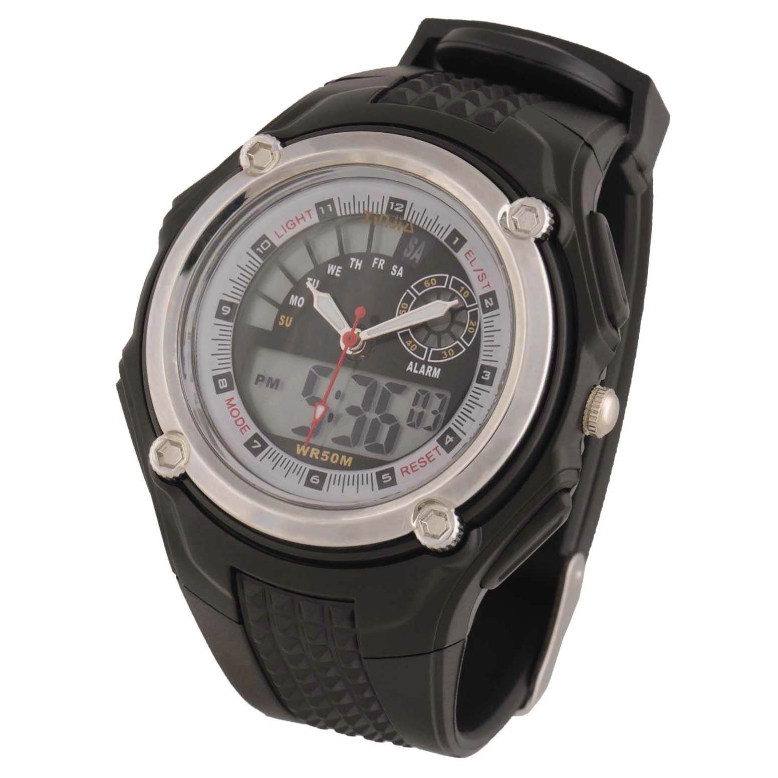 Dual Time Display Water Resistant Wrist Watch