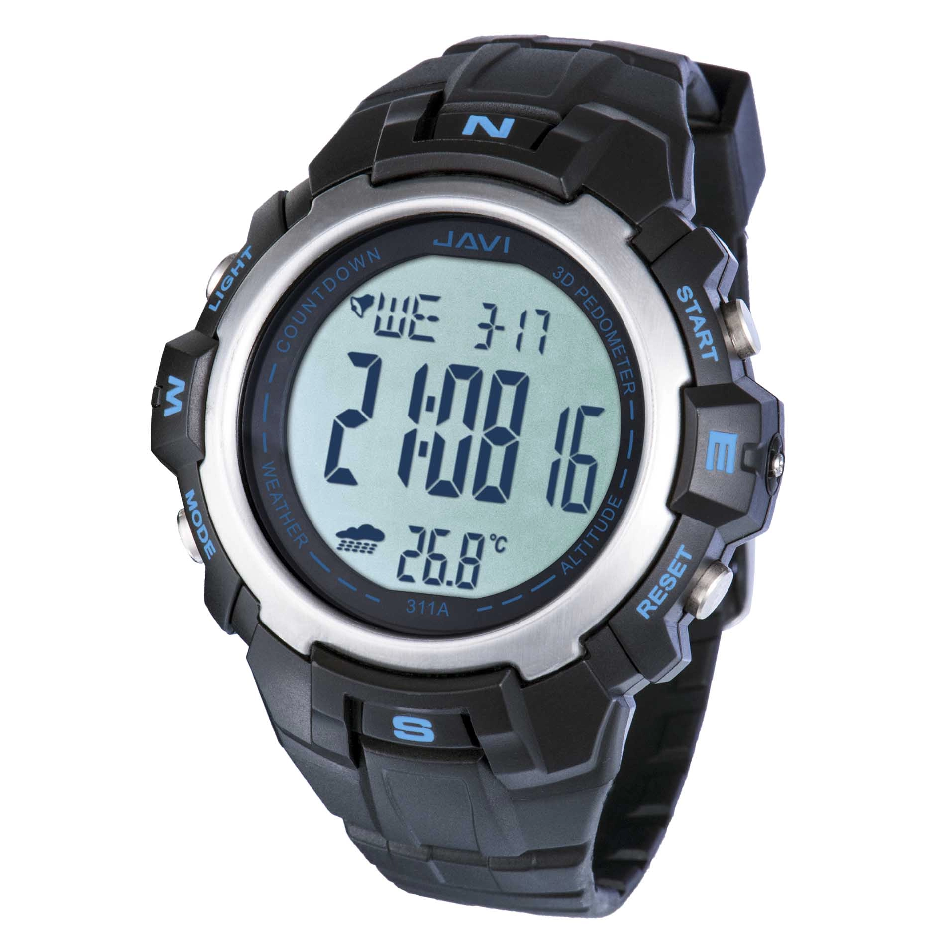 3D Pedometer Multi-function Mens Countdown Wrist Watch