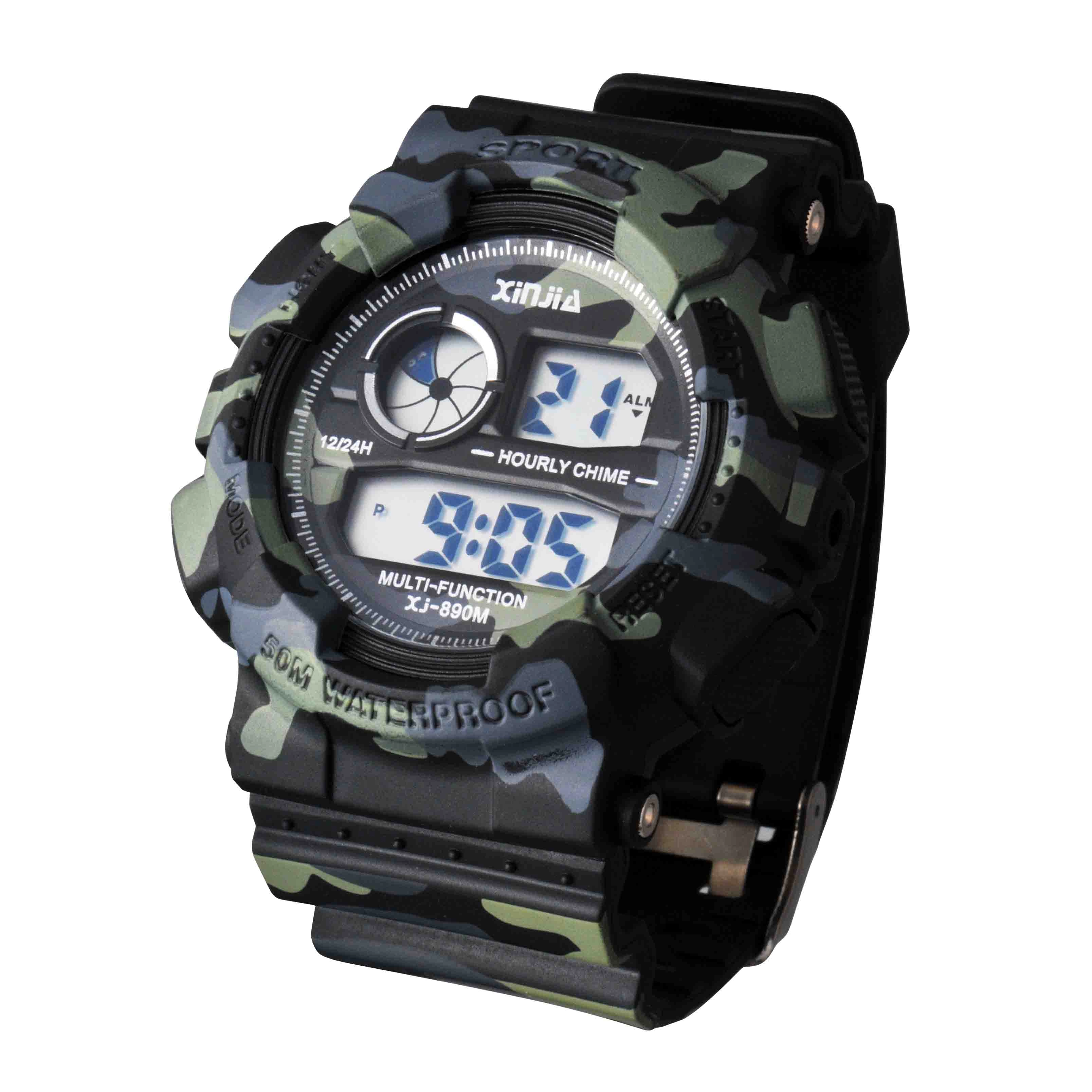 Multi-Function Camouflage Colored Mens Waterproof Digital Wrist Watch