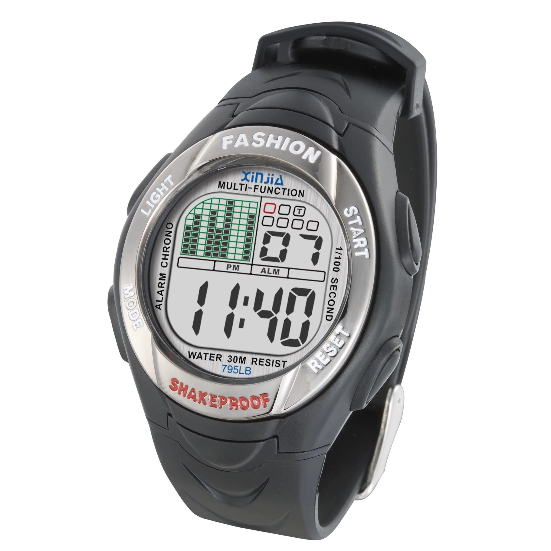 Fashion Alloy Watch Bezel Flashing Light Water Resistant Sport Wrist Watch