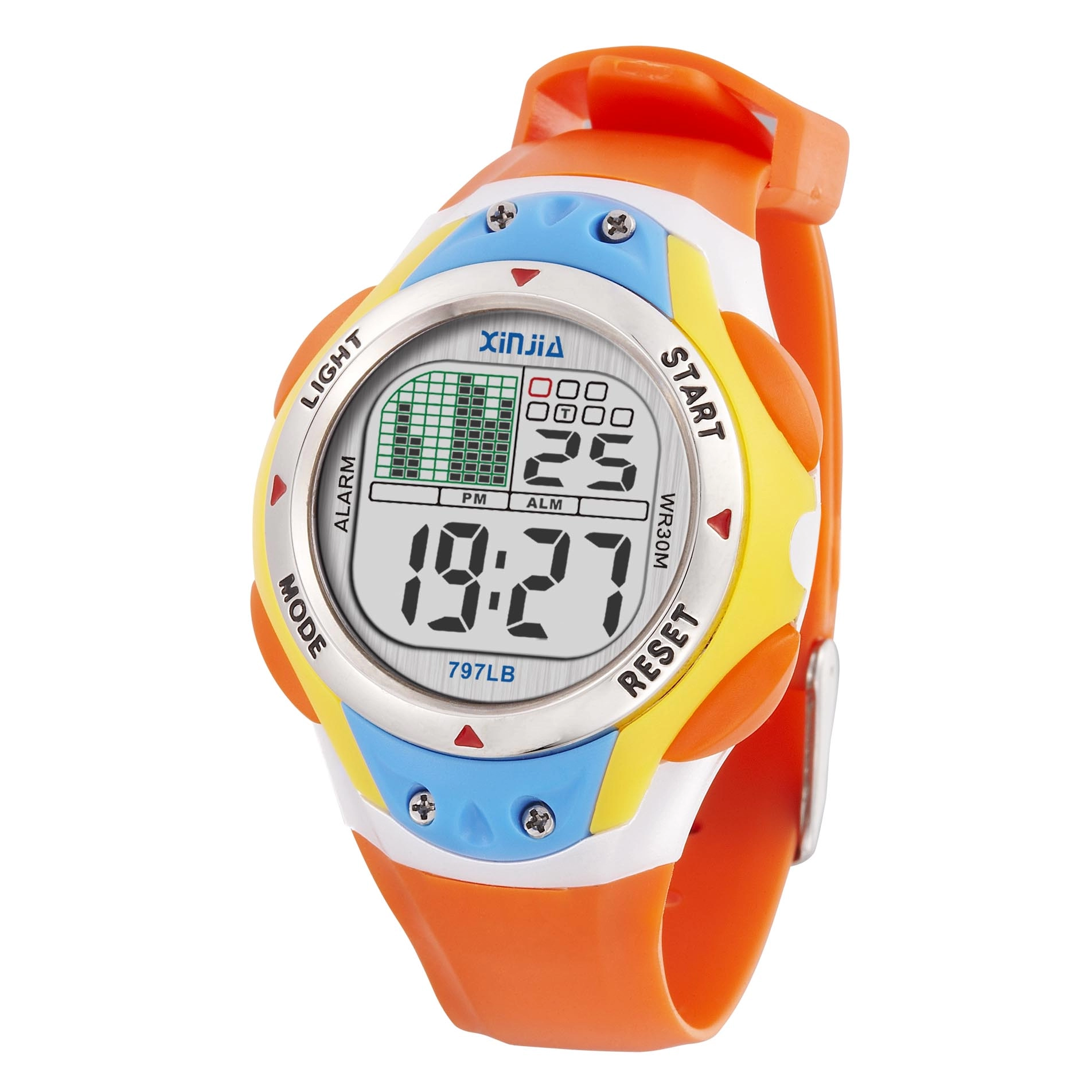 Colorful Alloy Watch Bezel Flashing Light Water Resistant Sport Wrist Watch