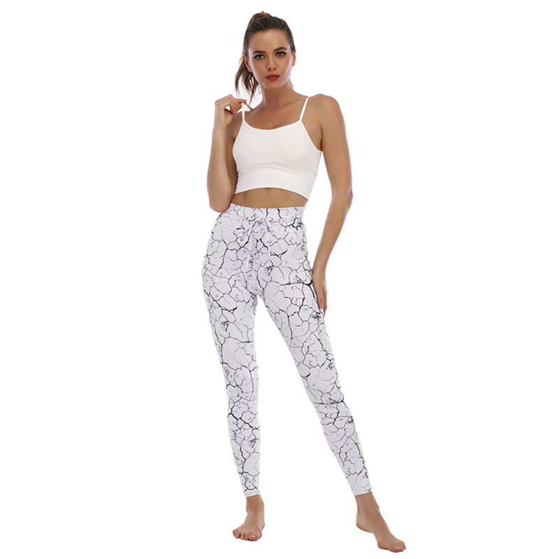 Marble Print Yoga Pants For Women