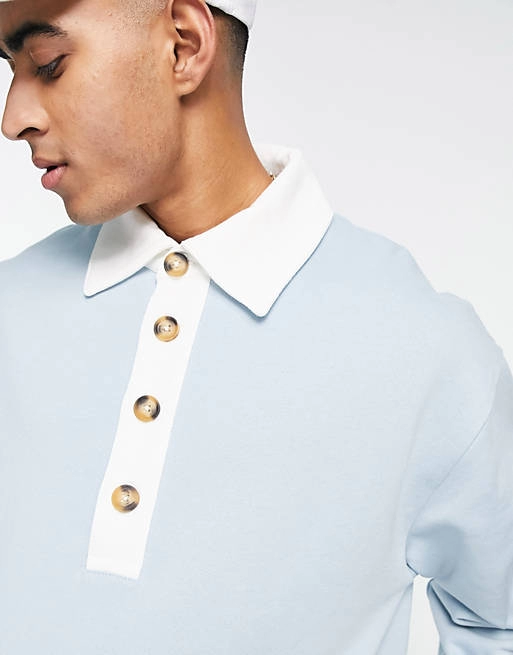 Men's Polo Collar Half-Button Sweatshirt