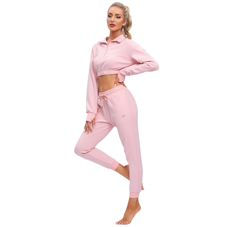 Two Piece Set Outfit Crop Top Tracksuit Women