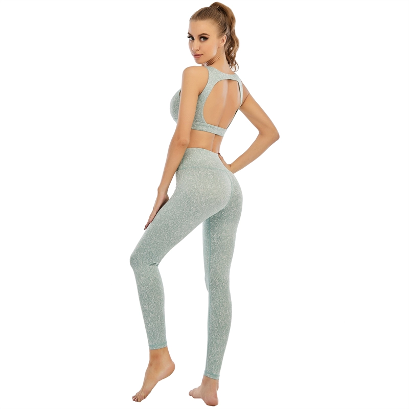 Hollow Out Back Print Yoga Wear