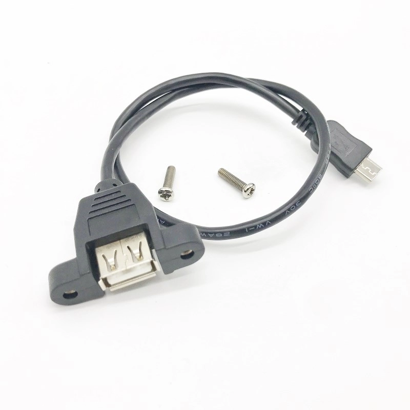 Female Mount USB Cable Type A to Micro USB