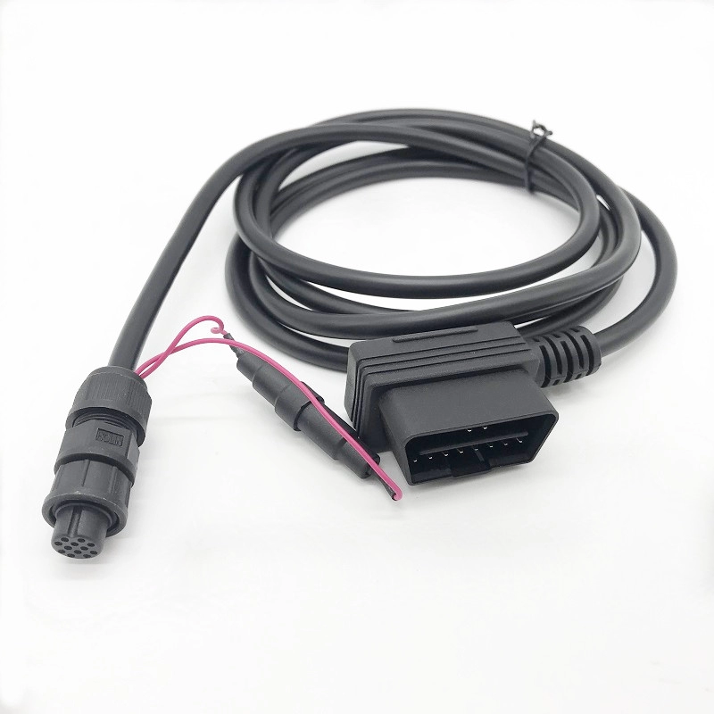 Waterproof 12 pin Female Connector To Angled OBD Cable Assembly