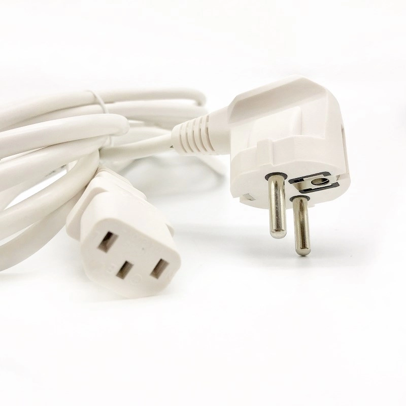 White Power Cord Male to Female Plug Socket