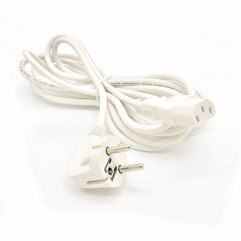 White Power Cord Male to Female Plug Socket