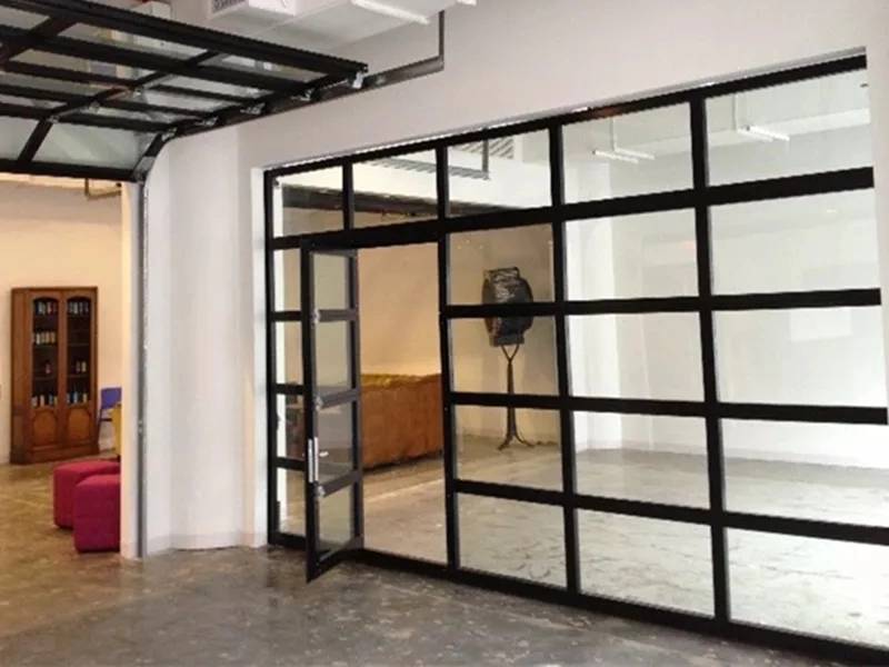 LD-GS09 Glass garage door with pedestrian door