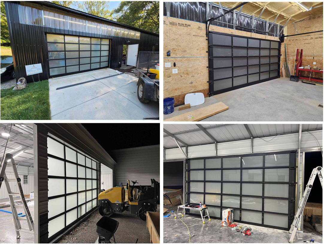 Frosted glass garage doors