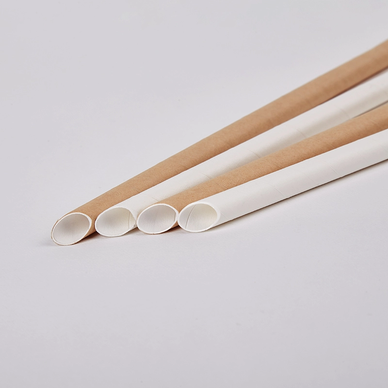 Kraft Plain White Food Grade Disposable Sharp Edged Paper Straw