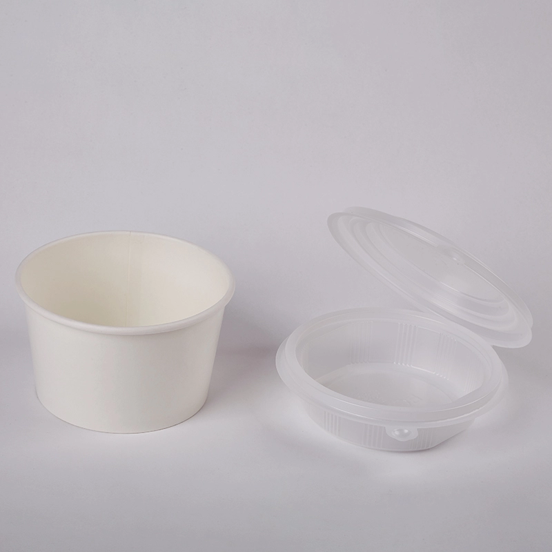 Disposable Takeaway Plain White Paper Noodle Bowl With Lids