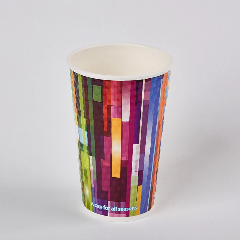 Disposable Colorful Embossed Double Wall Paper Cups