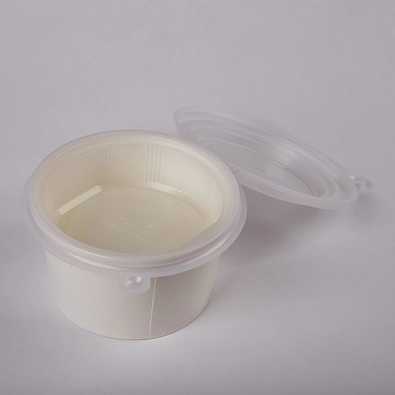 Disposable Takeaway Plain White Paper Noodle Bowl With Lids