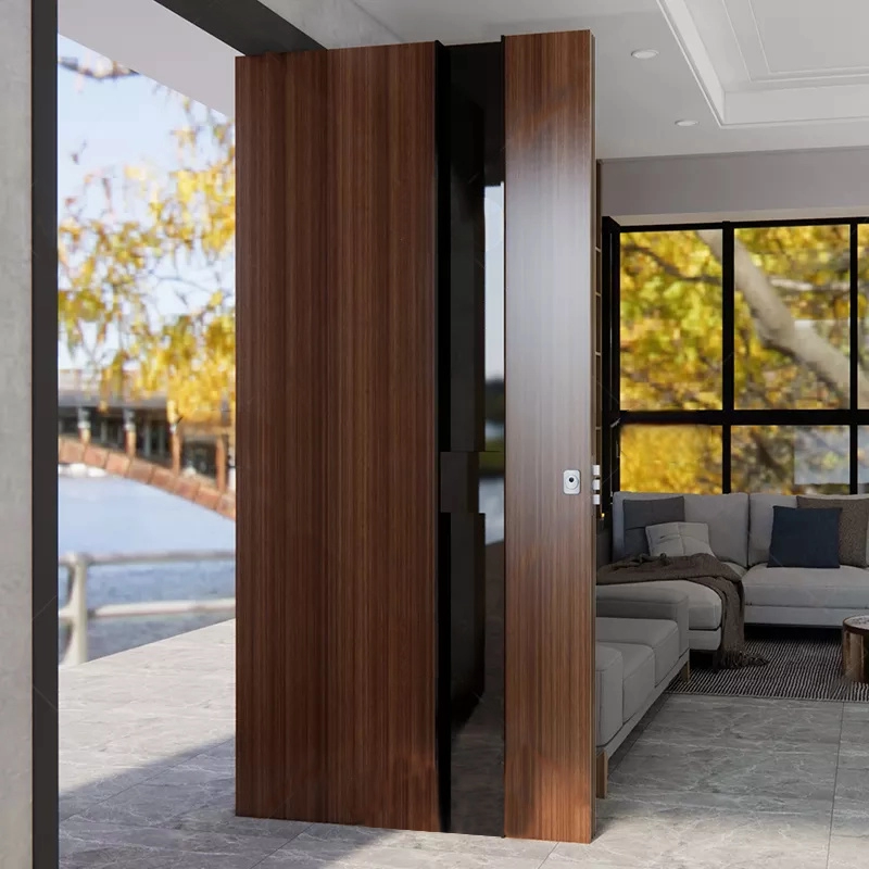 LD-ED10 wood Contemporary Style design wooden front Door for villa