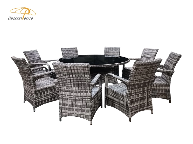 Modern Patio Aluminum Wicker Outdoor Dining Table Chair Set