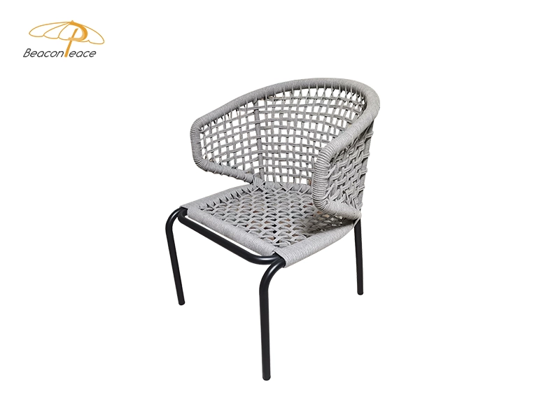 Hotel Cafe Villa Rope Weaving Stacking Dining Chair