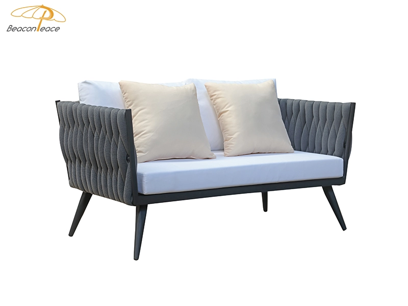 Outdoor Furniture Rope Weaving Double Bed Sofa