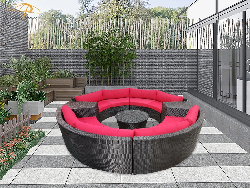 Modern Outdoor Furniture PE Rattan Patio Round Sofa