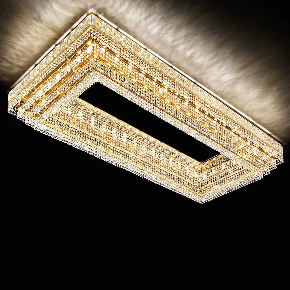 Rectangle frame golded mounted crystal chandelier