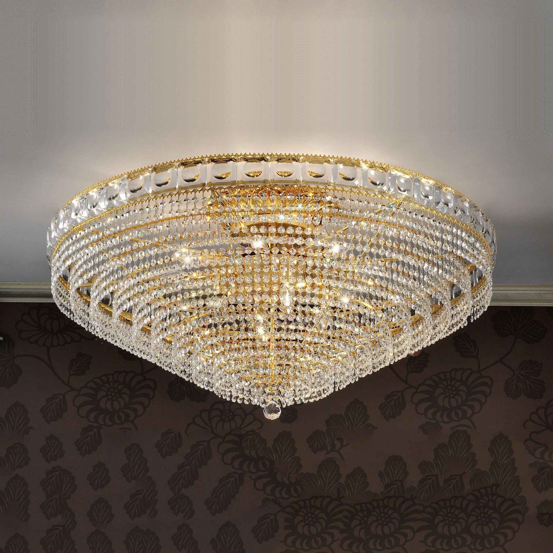 39" flush mount crystal chandelier for living room