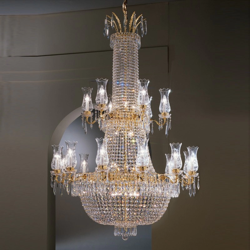 Light gold crystal event empire chandeliers