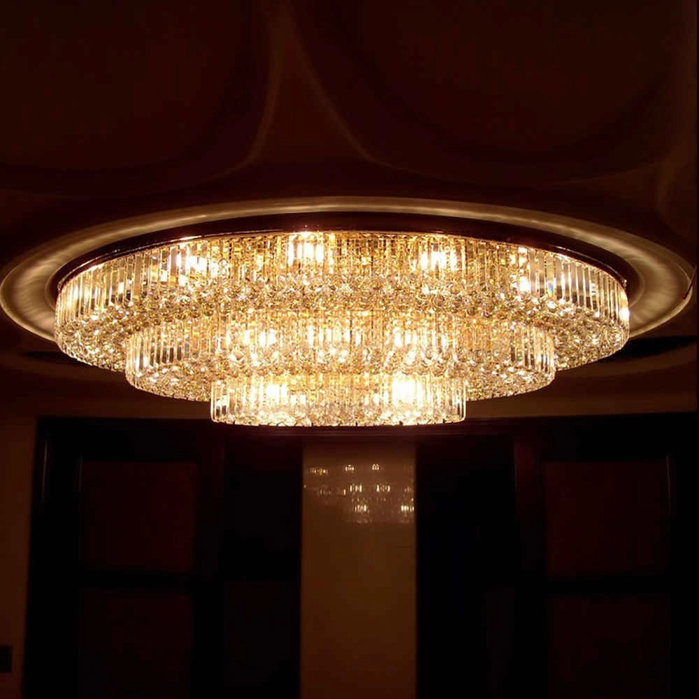 Round 3 layers crystal mounted chandelier