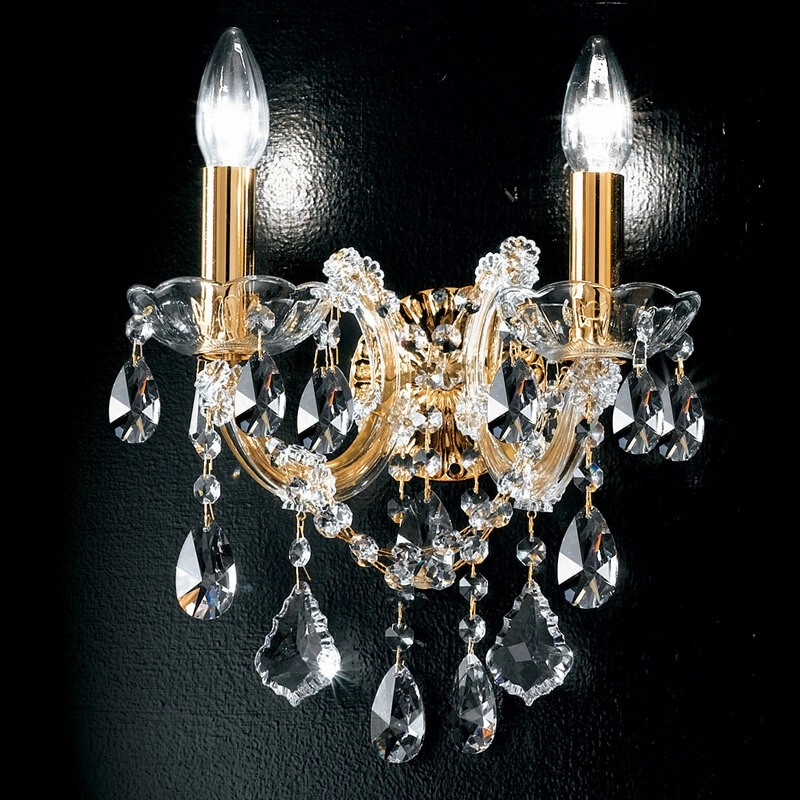 2 lights crystal wall sconce