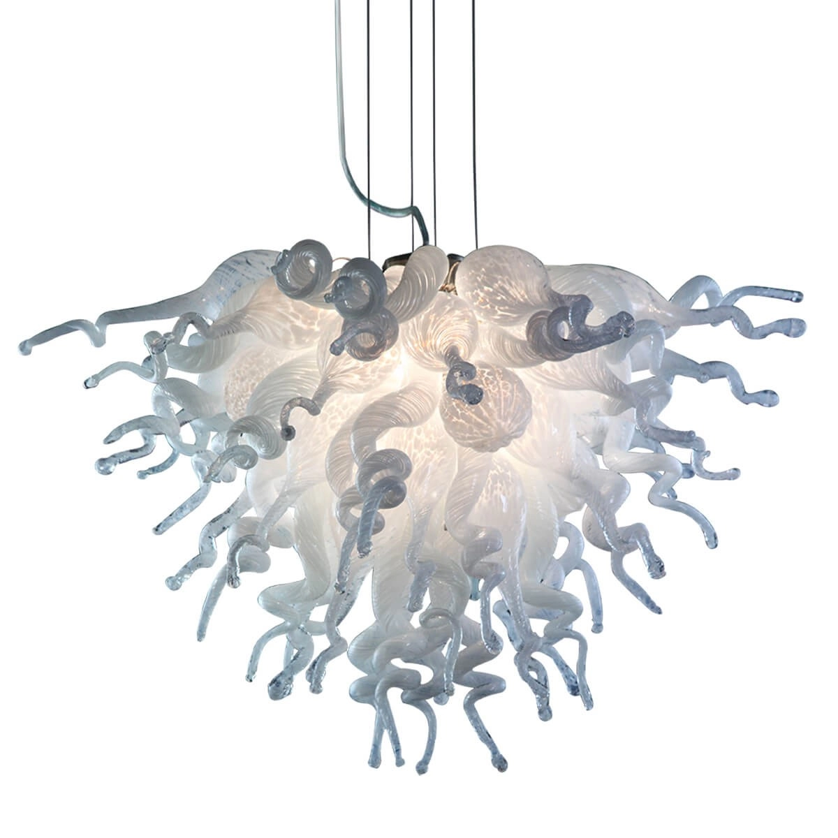 Opaline white chihuly pendant glass chandelier