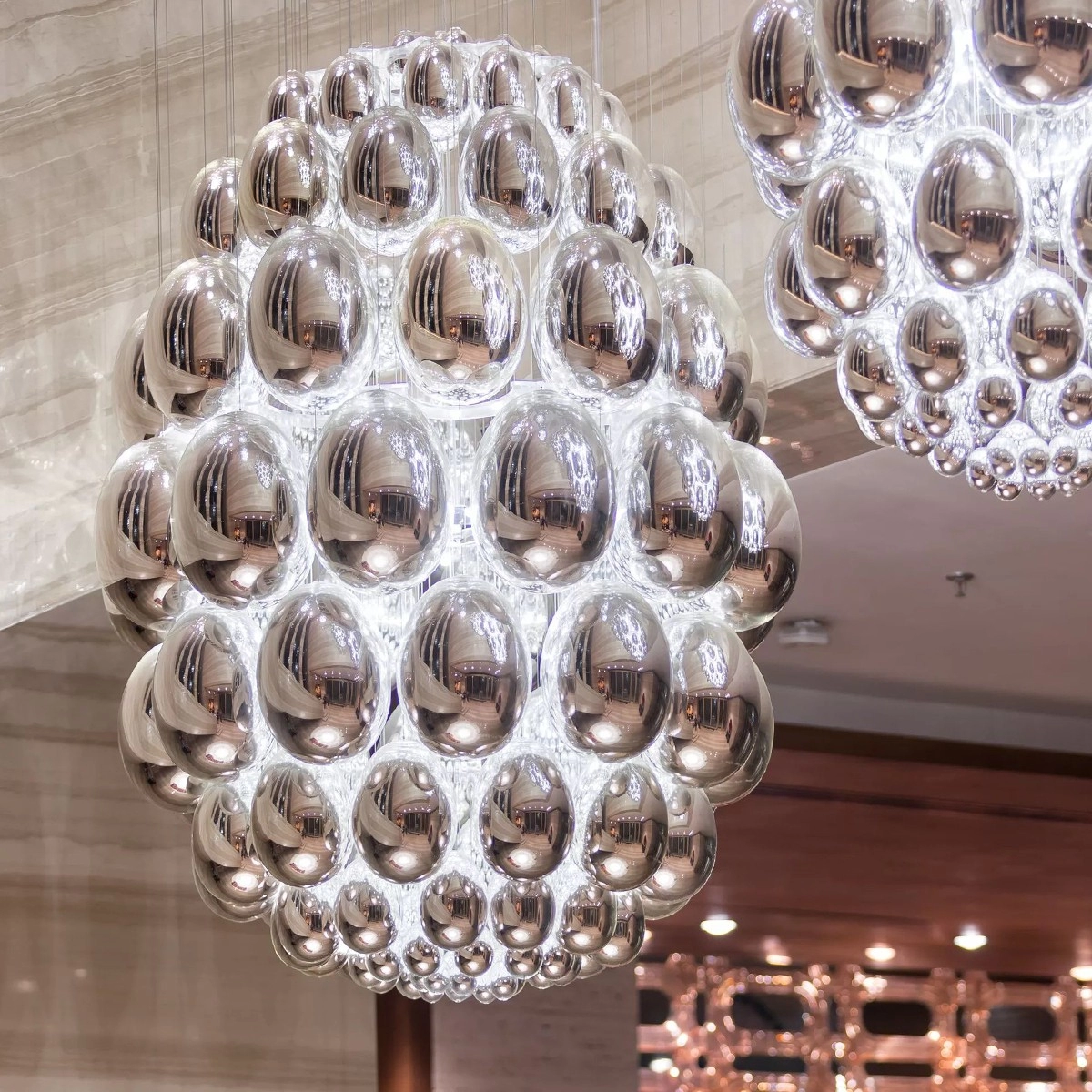 Chrome glass ball chandelier