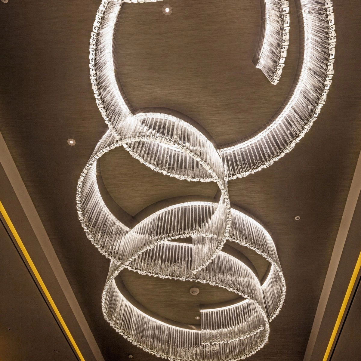 Curve glass line flush mount chandelier