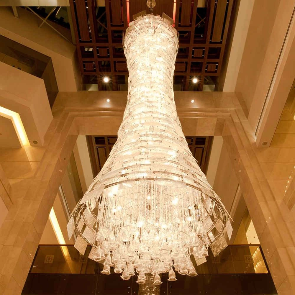 Long drop large modern chandeliers for high ceiling