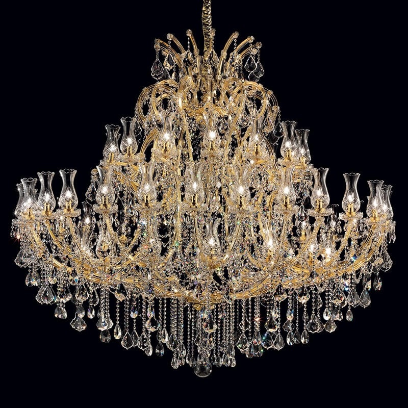 Huge golden maria theresa chandelier with glass cups