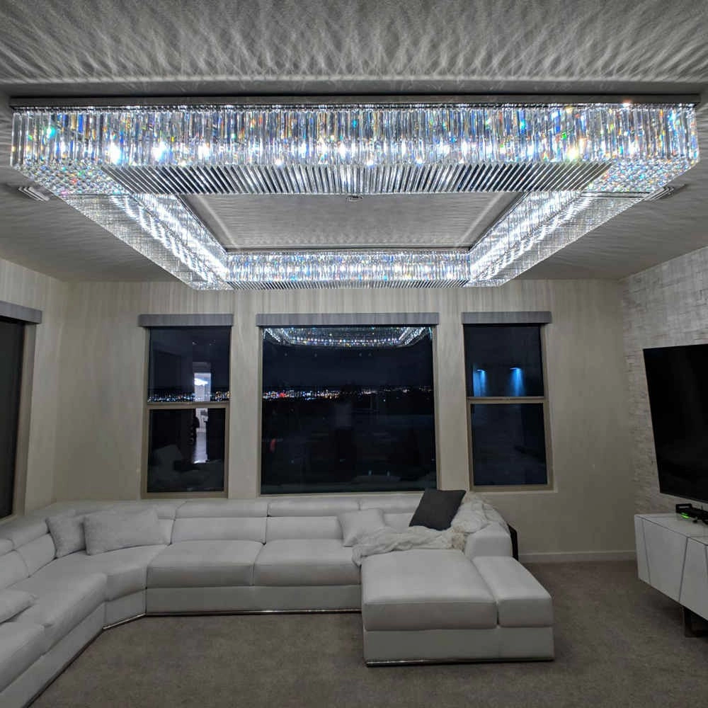 Square mounted living room K9 crystal chandelier